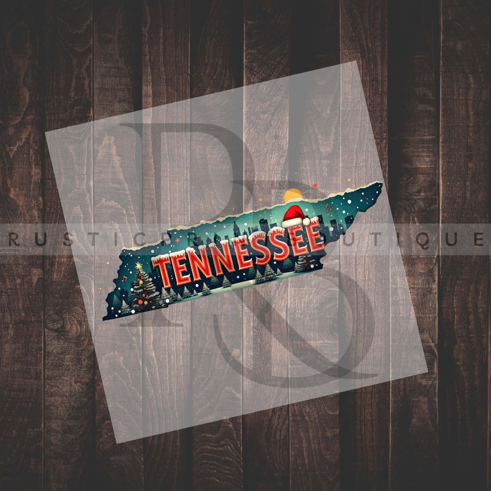 RusticPrintStudio - Wholesale Sublimation Transfer - Christmas DTF Heat Transfer Tennessee State Xmas DTF