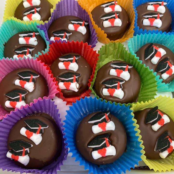 Graduation Oreo's Box of 24 for wholesale by Bear Creek Candy Kitchen
