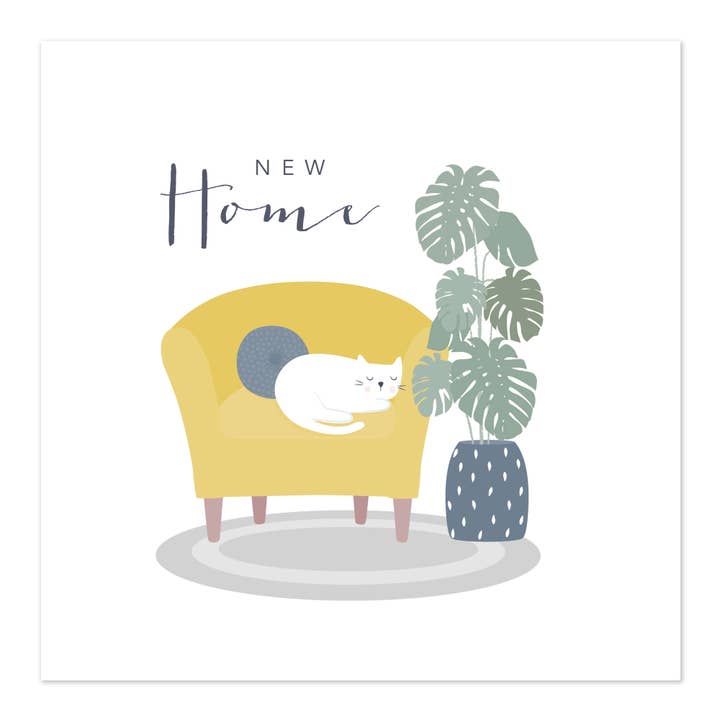 Klara Hawkins - Wholesale Congratulations Card - New Home Greetings Card | Cat Sleeping in Chair