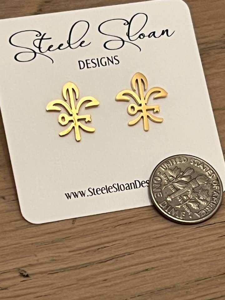 Kappa Kappa Gamma Sorority Logo Gold Earrings - Bid Day Gift for wholesale by Steele Sloan Designs