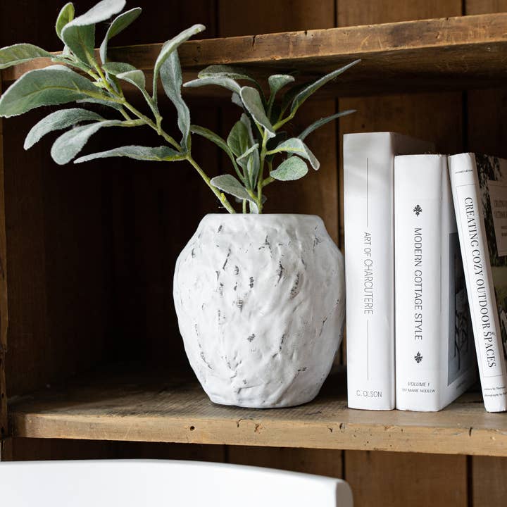 Foreside Home & Garden - Wholesale Vase - Ambrosine Distressed Ceramic Vase White