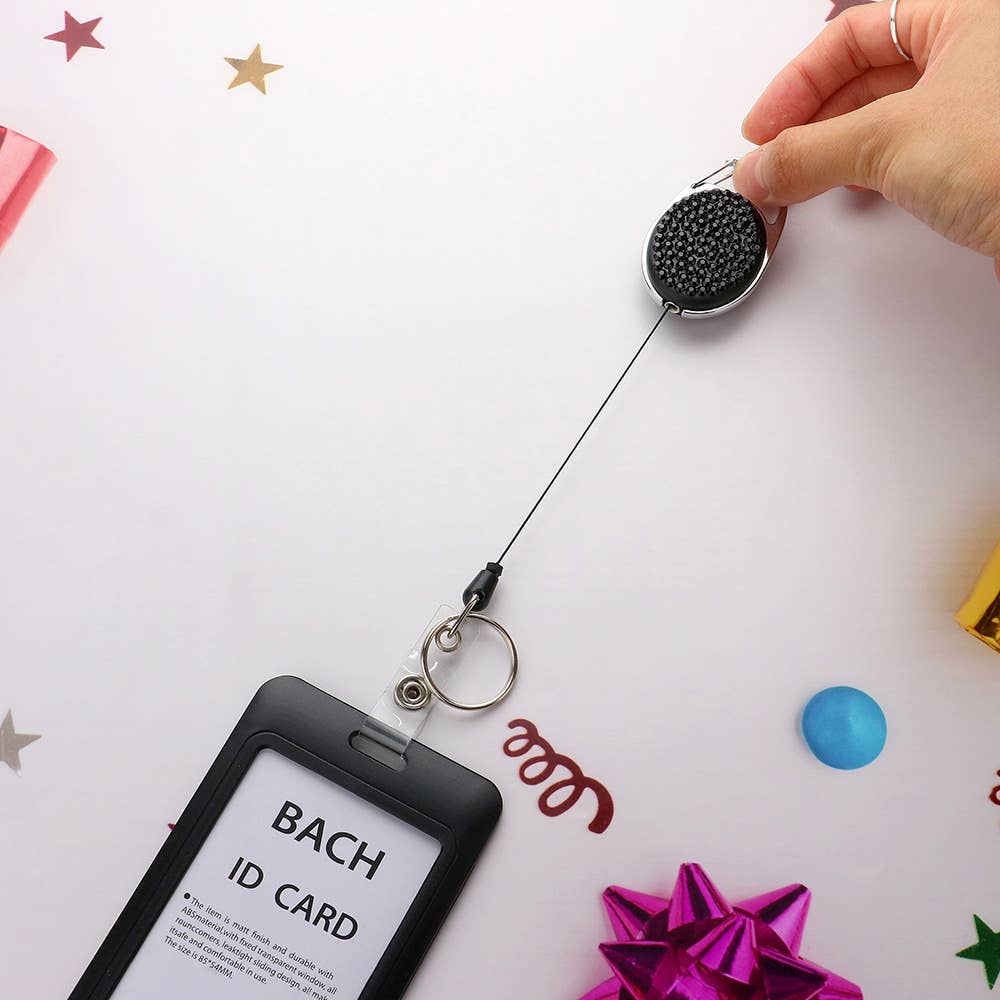 Sensibling Corp. - Wholesale Card Holder - Women's - Bling Studded Tag Pointed Retractable ID Card Holder1