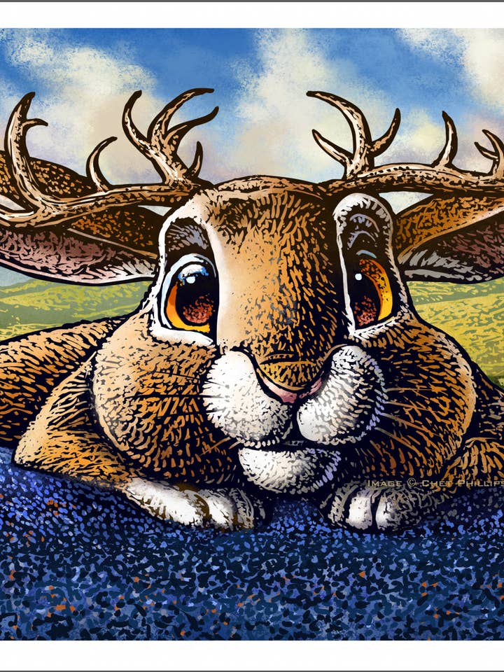 Happy Jackalope 13 x 19 print for wholesale by ChetArt