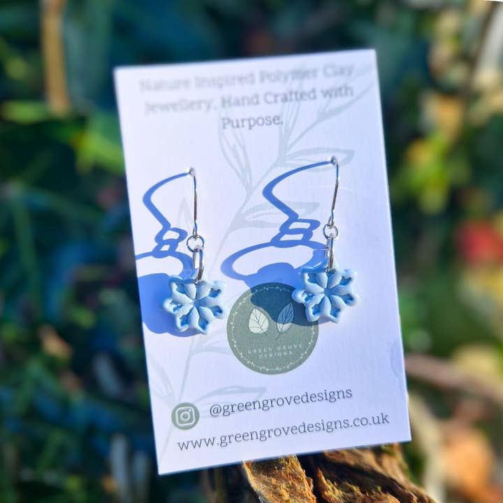 Christmas Snowflake Hand Crafted Polymer Clay Hook Earrings for wholesale by Green Grove Designs