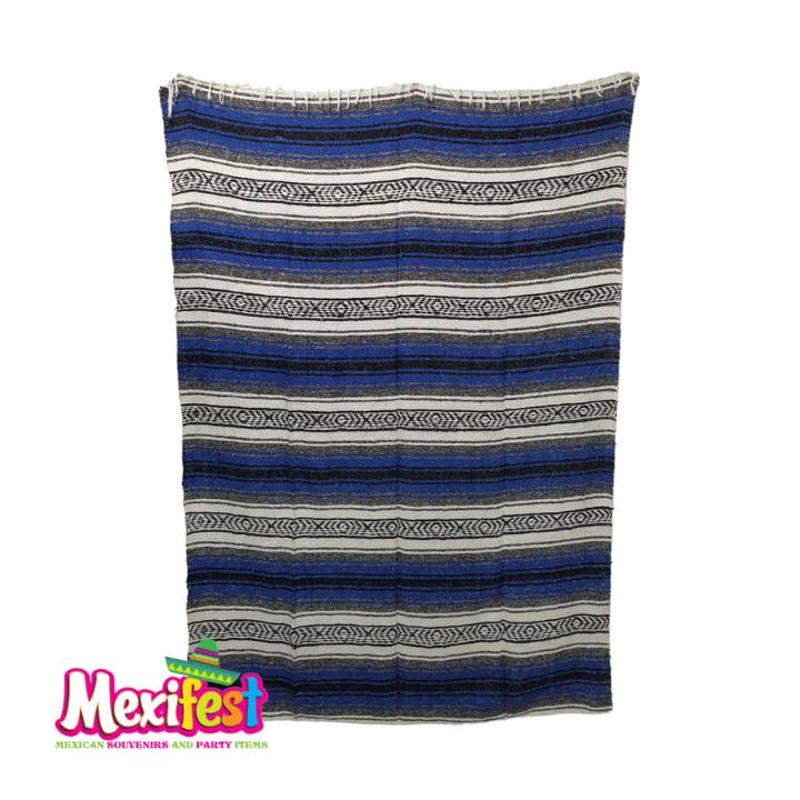 Couvertures mexicaines bleu royal - Couverture Falsa - Couverture de plage pour la vente par Mexifest