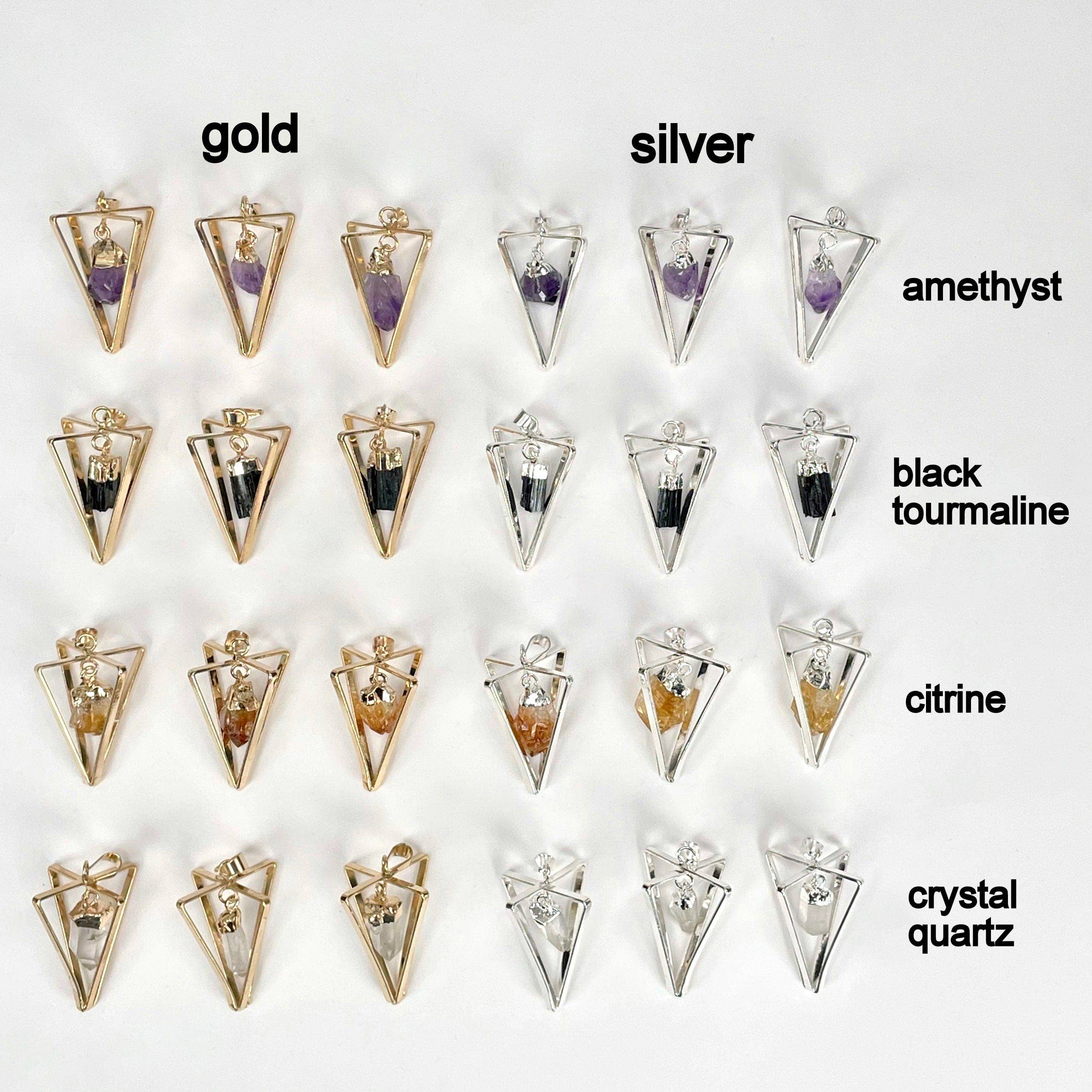 Rock Paradise - Wholesale Individual Charm/Pendant - Crystal Stone Point Pendulum Pendant - Choose Finish5