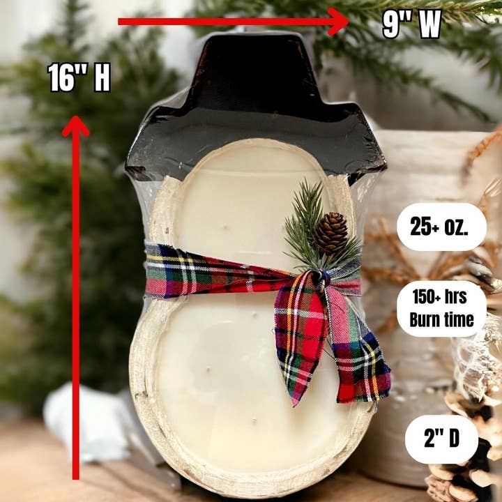 Crooked River Candle - Wholesale Jar/Filled Candle - Snowman Shaped Wood Bowl | Holiday Candle | Choice of Scent1