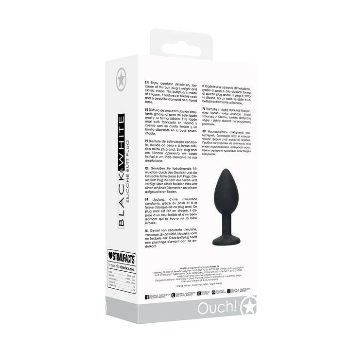 Black White Silicone Butt Plug With Removable Jewel for wholesale on Faire2