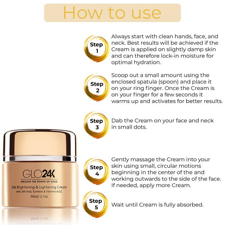GLO24K – wholesale Anti-aging moisturiser – 24K Brightening & Lightening Cream with 24k Gold & Turmeric3