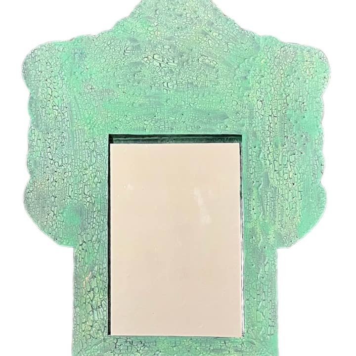 Maxi Mexican Mirror in light Crackle effect metal for wholesale by PINK PAMPAS