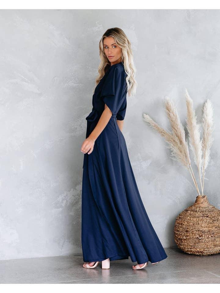 Peony Alley - Vendita all'ingrosso Vestito - Donna - Abito Blu Navy da Donna La Mere Wrap6