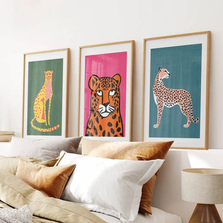 Art Lane - Wholesale Art Print - Cheetah Cat Art Print. Colorful Wall Art Decor