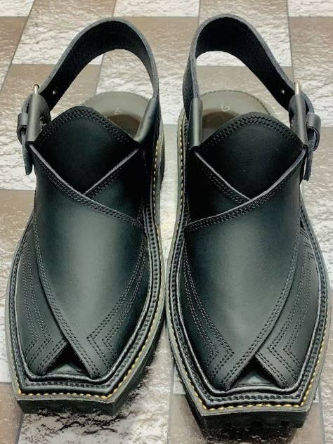 Black Sandals, Gents Shoes, Handmade Peshawari Chappal for wholesale by vintarust