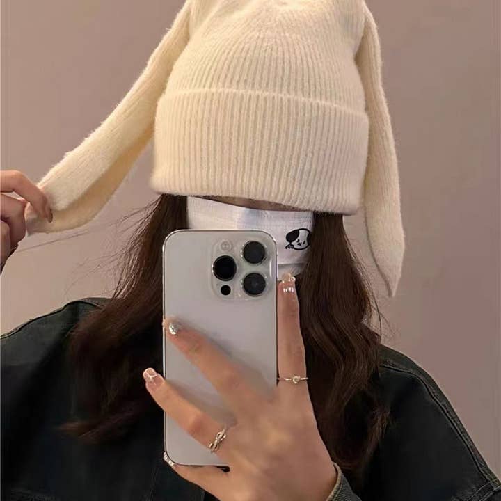 NINEXIS - Wholesale Beanie - Women's - CWAH2212_SOLID COLOR LONG EAR RABBIT KNITTED WOOL HAT7