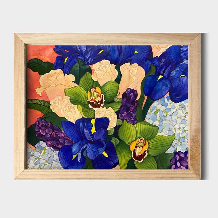 Impression à l'aquarelle Leo in Full Bloom de 11 x 14 pouces pour la vente par Chloe Marie Hourdequin Designs