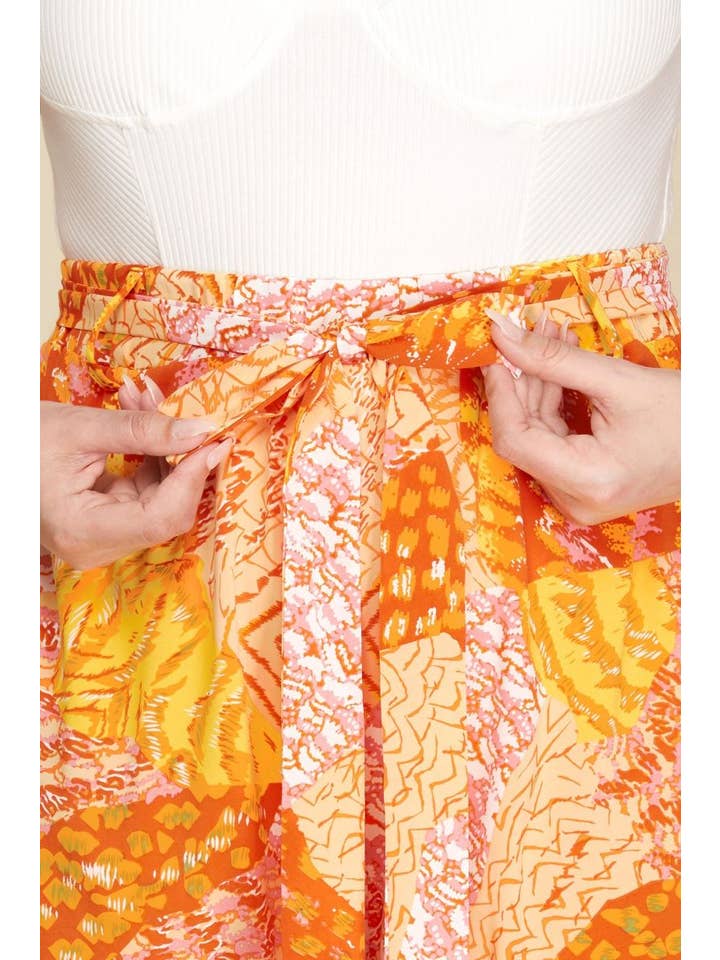 ORANGE WAIST SASH SATIN LONG PLUS SIZE PANTS S10PSY484 for wholesale on Faire3