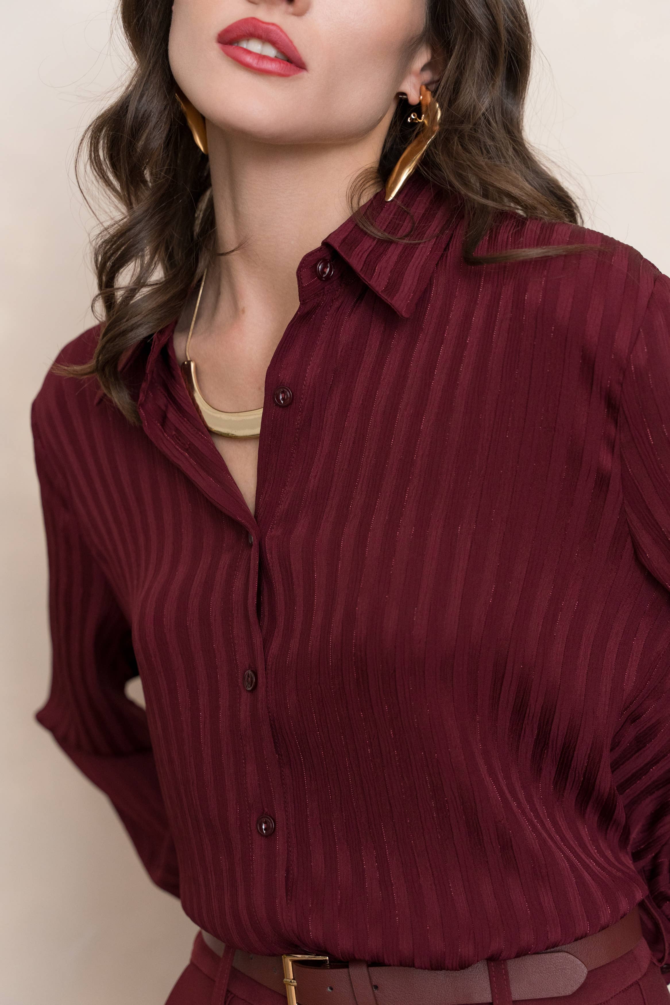 LULUMARY - Wholesale Blouse - Women's - Silky shirt with lurex CH234A11