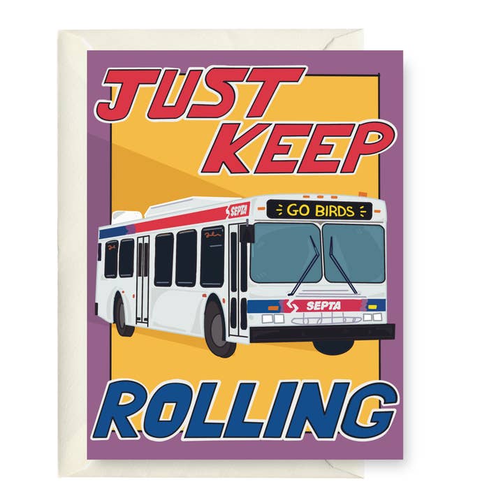 Just Keep Rolling Card for wholesale by After Party Paper Co.