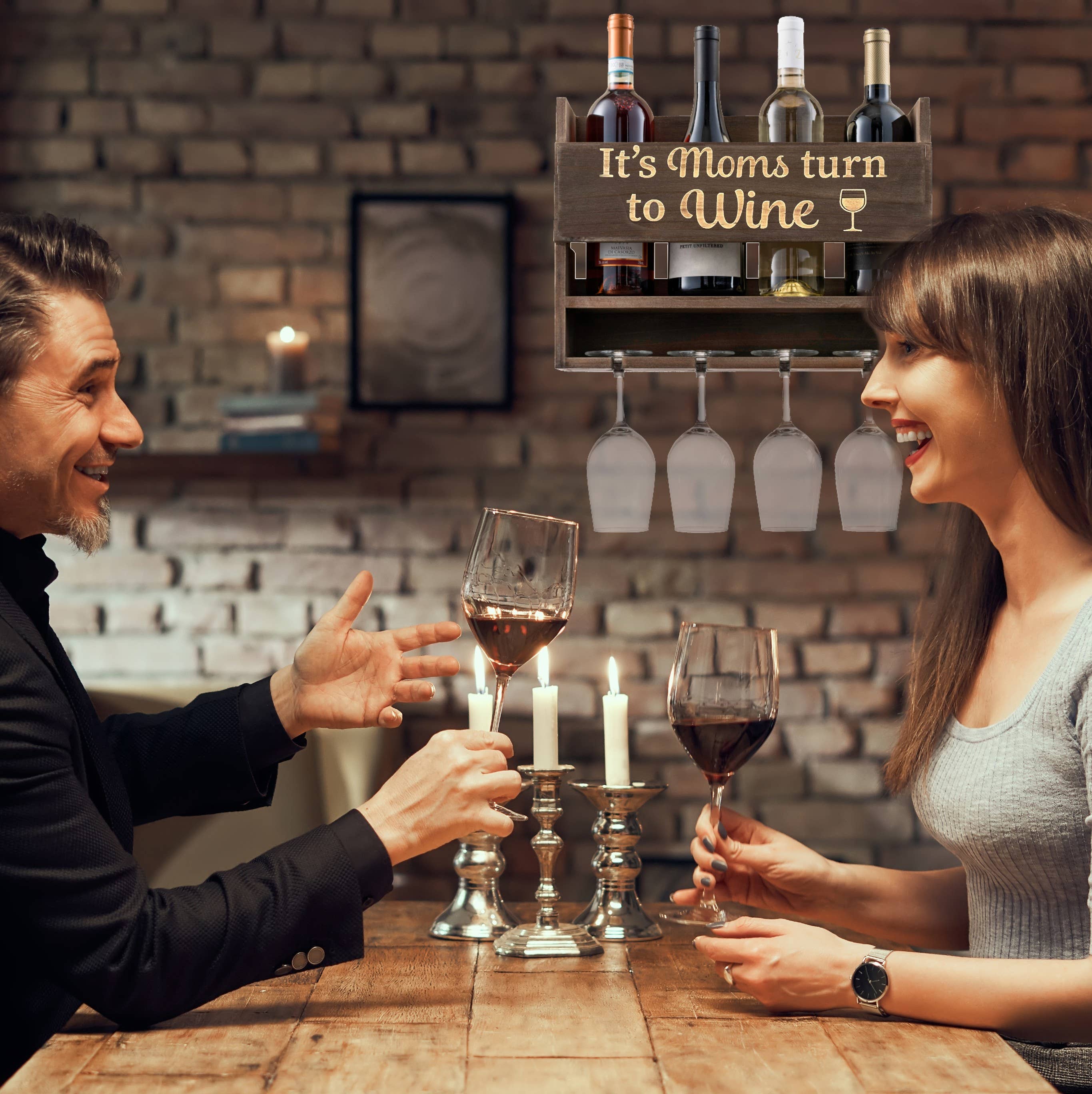 Bezrat - Wholesale Wijnrek - Wandmontage wijnrek - Mom Gifts - Inclusief wijnglazen1