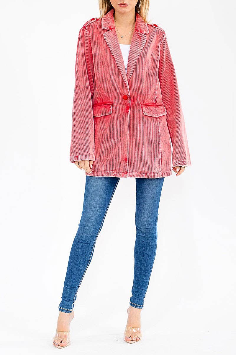 ROUSSEAU - Wholesale Blazer - Women's - WASHED CORDUROY FRONT POCEKTS BLAZER6