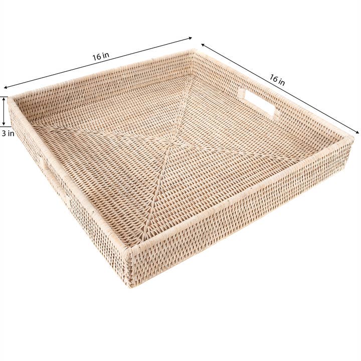 Artifacts Trading Company - Wholesale Serving Tray - Square Rattan Serving Tray with Glass Insert14