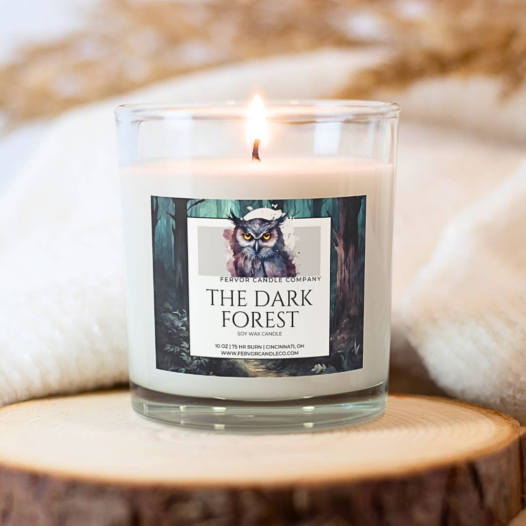Fervor Candle Company - Wholesale Jar/Filled Candle - The Dark Forest 10oz Soy Wax Book Inspired Candle