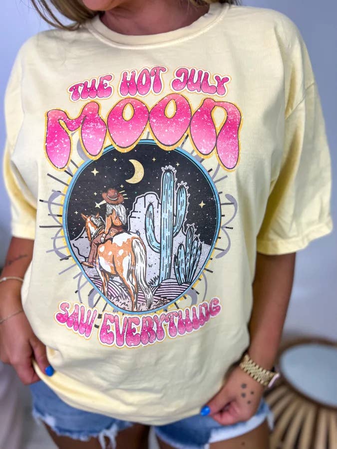 T-shirt con grafica Hot July Moon Butter per la vendita all'ingrosso da parte di birdie