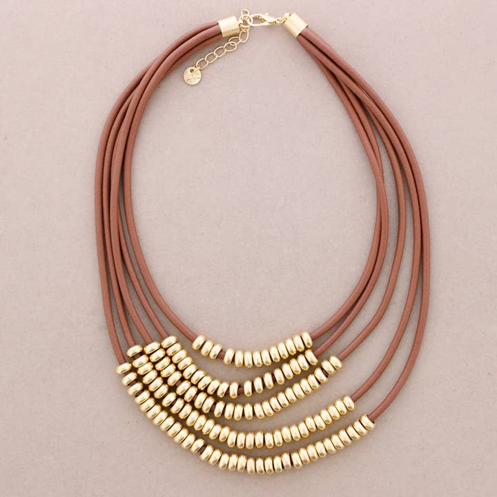 silver Five Tier Rubber Choker with Metallic Balls for wholesale on Faire