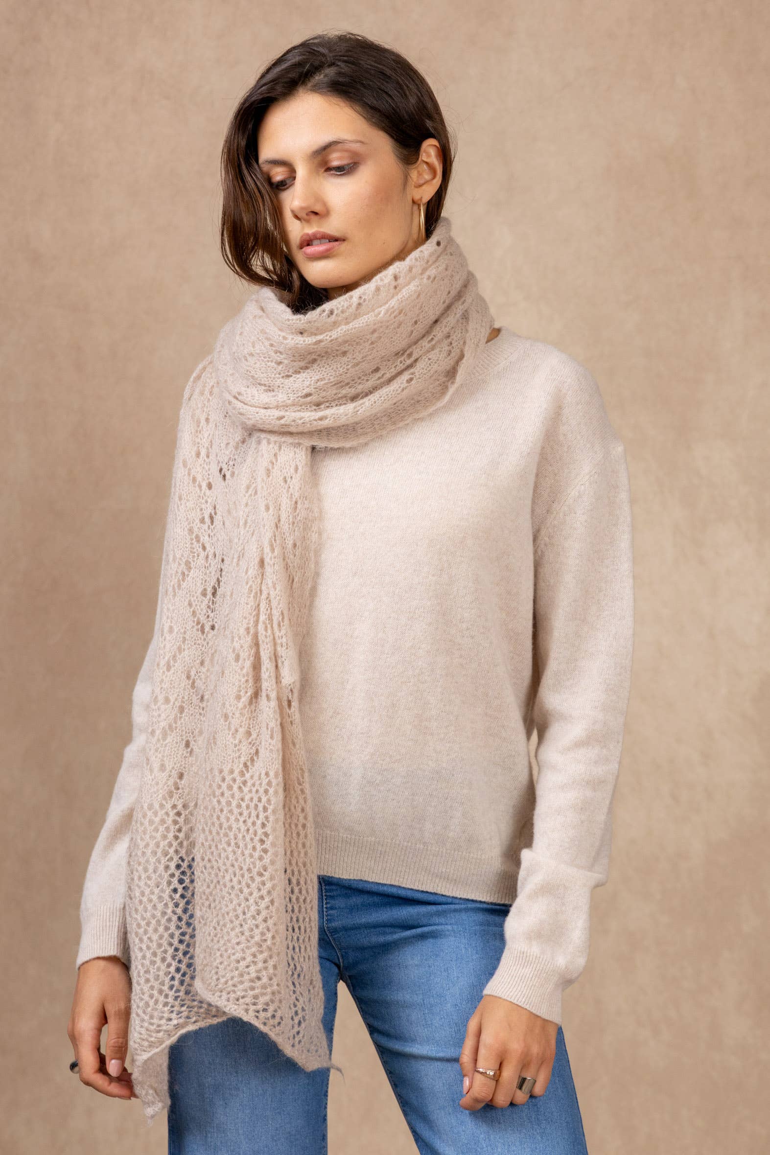 NAÏS PARIS - Wholesale Scarf - Women's - OPENWORK MOHAIR WOOL SHAWL34