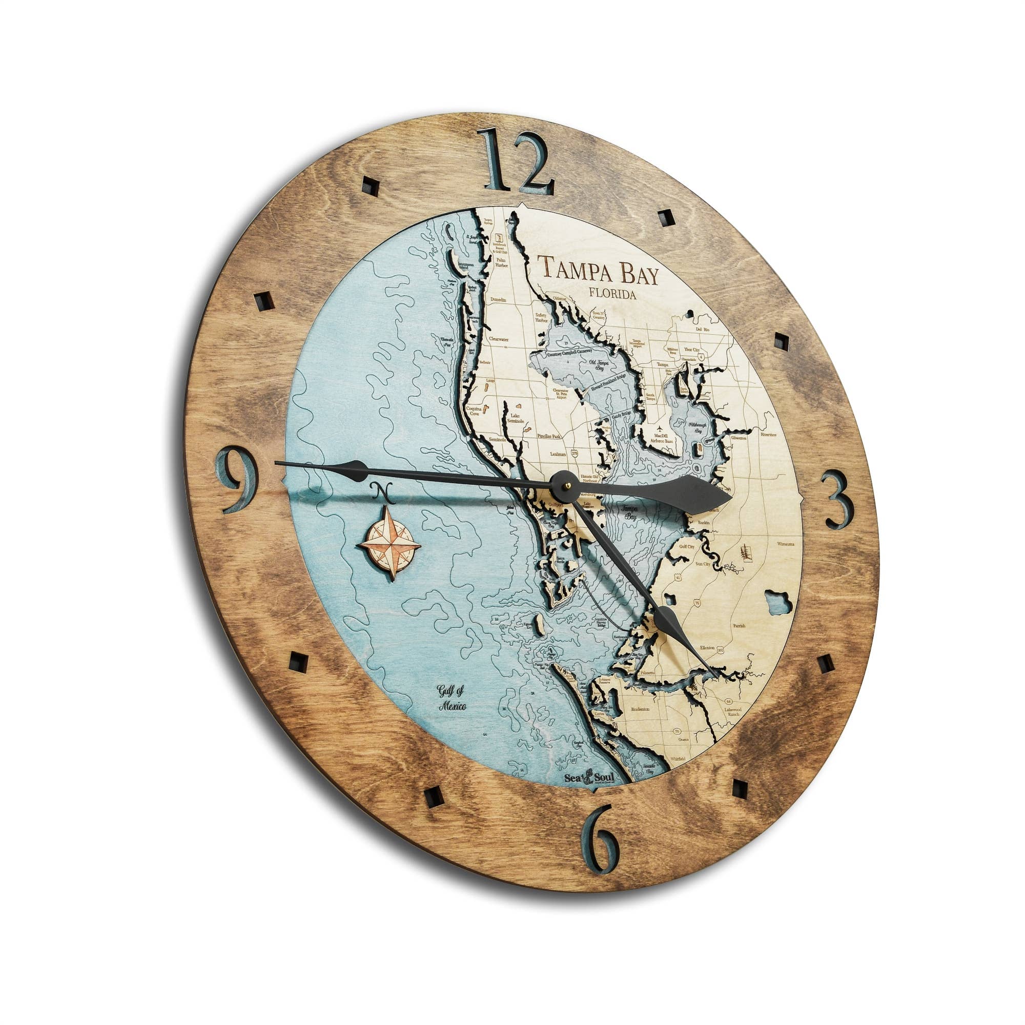 Sea & Soul Nautical Chart Art - Wholesale Map - Tampa Bay Nautical 3D Wood Map Wall Art, Coastal Home Decor20