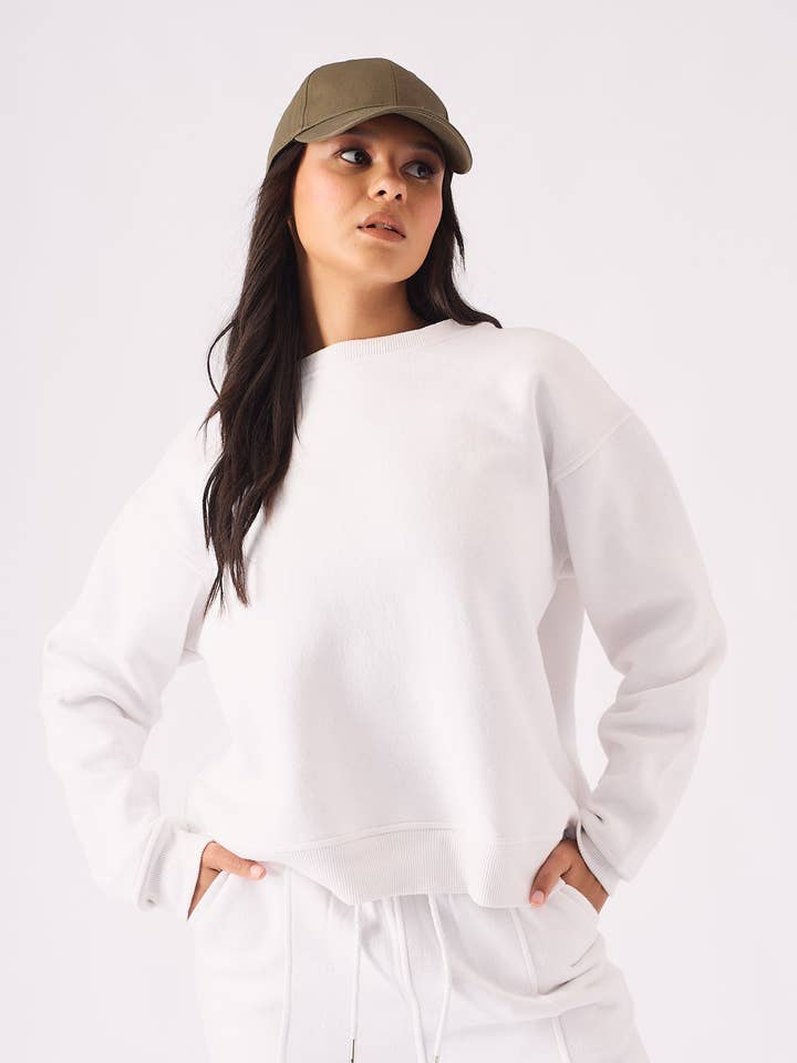 Tova Crew Neck Jumper – White for wholesale by JMOJO UK Limited