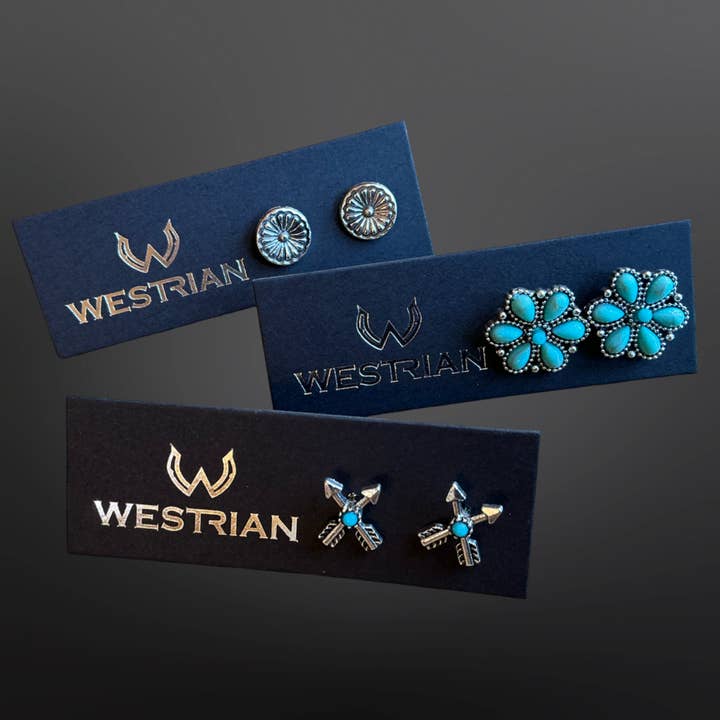 Westrian (Formerly Equipage) - Wholesale Jewelry Set - Western Faux Stud Earrings Assortment Of Over 20 Patterns