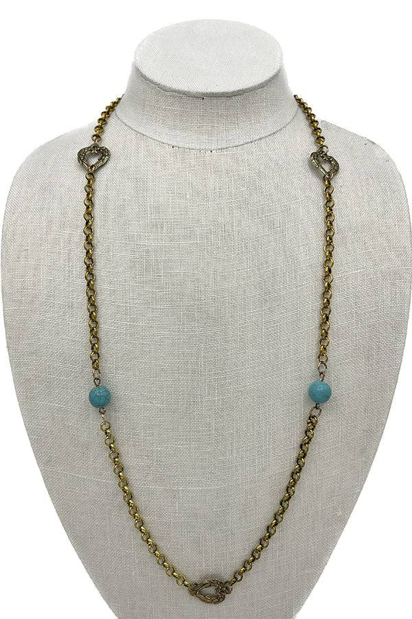 BURNISHED GOLD Elongated Gem Accent Necklace for wholesale on Faire0