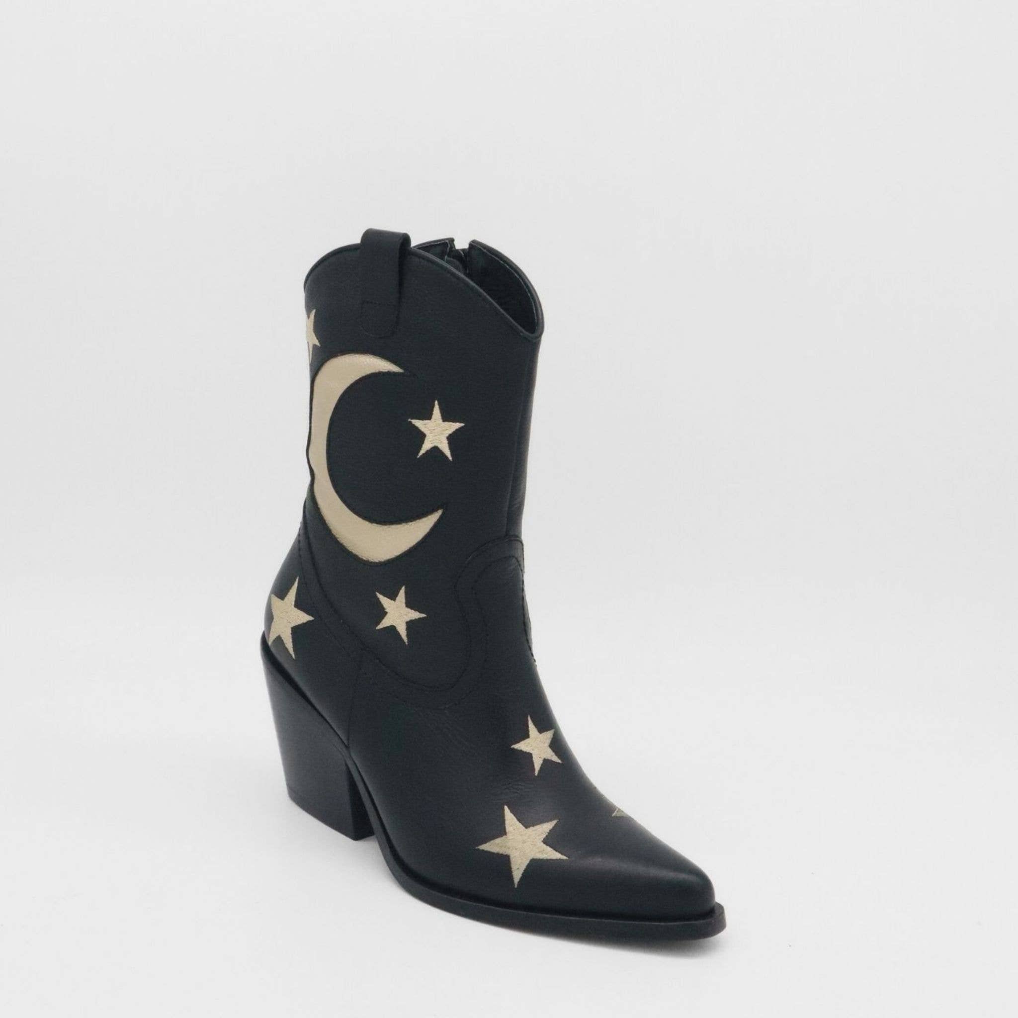 Moonlight Western Cowboy Women's Boots in Black Leather for wholesale on Faire3