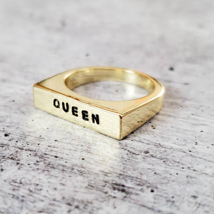 Wholesale GET MONEY Gold Plated Flat Top Ring for your shop – Faire UK