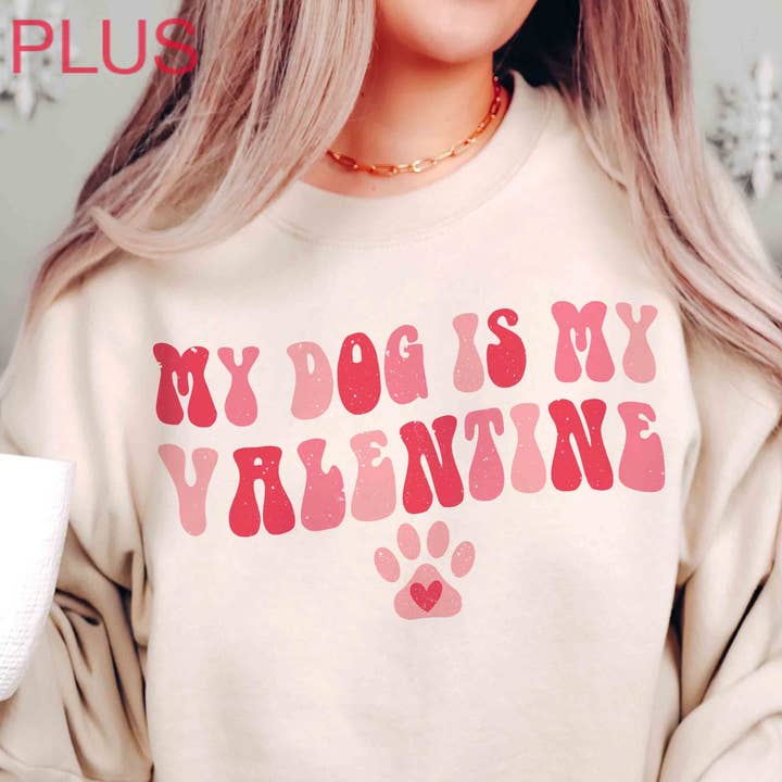 MIN HUND ER MIN VALENTIN Plus Size Sweatshirt for engroshandel hos BLUME & CO.
