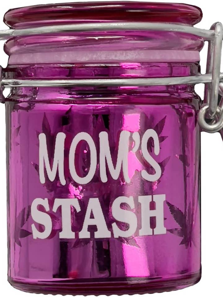 Mini Airtight Glass Storage Jar – “Mom’s Stash” | 1.5 fl oz for wholesale by Ted Miller Innovation