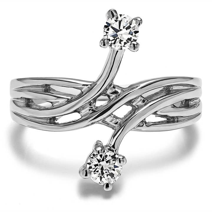TwoBirch – Engroshandel Ring med sten – 10 k guld og sorte diamanter løfte Ring BK0-PR-0168-WG-F