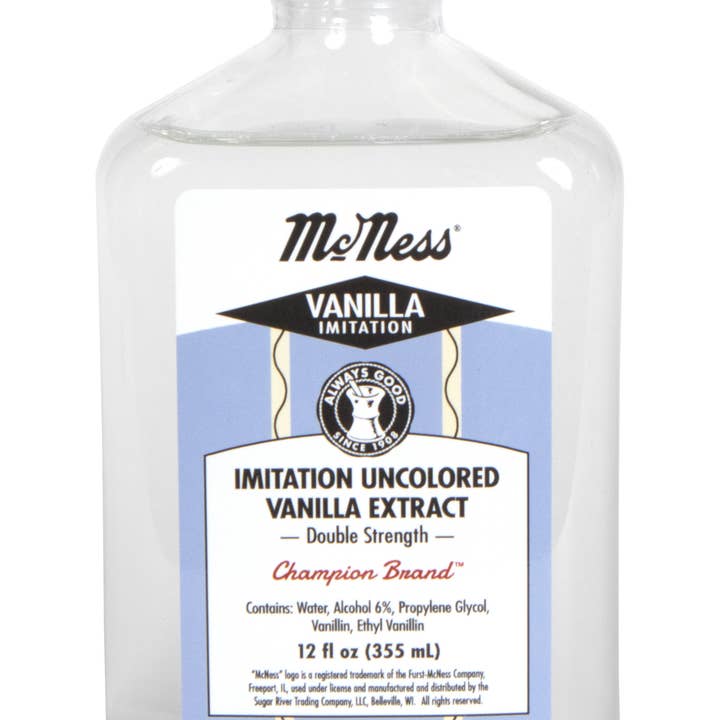 McNess Home Products/Sugar River Trading Co - Wholesale Vanilla/Fruit Extract - McNess Imitation Uncolored Vanilla Ext.-12 oz & 1 gal opt