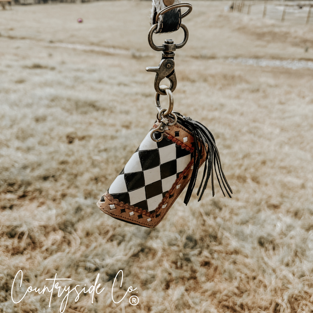Texas Western Cowhide Bags and More - Wholesale Wallet - Women's - The Sidekick Checkered Mini Wallet Keychain6