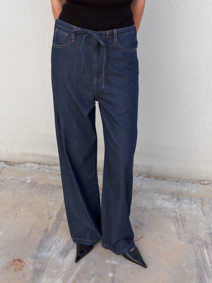 FLUID TROUSERS WITH DENIM EFFECT for wholesale on Faire1