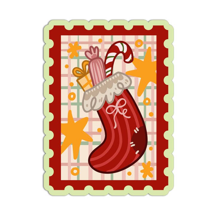 Stocking Stuffed with Joy Christmas Stamp Stickers for wholesale by Girls Printing House