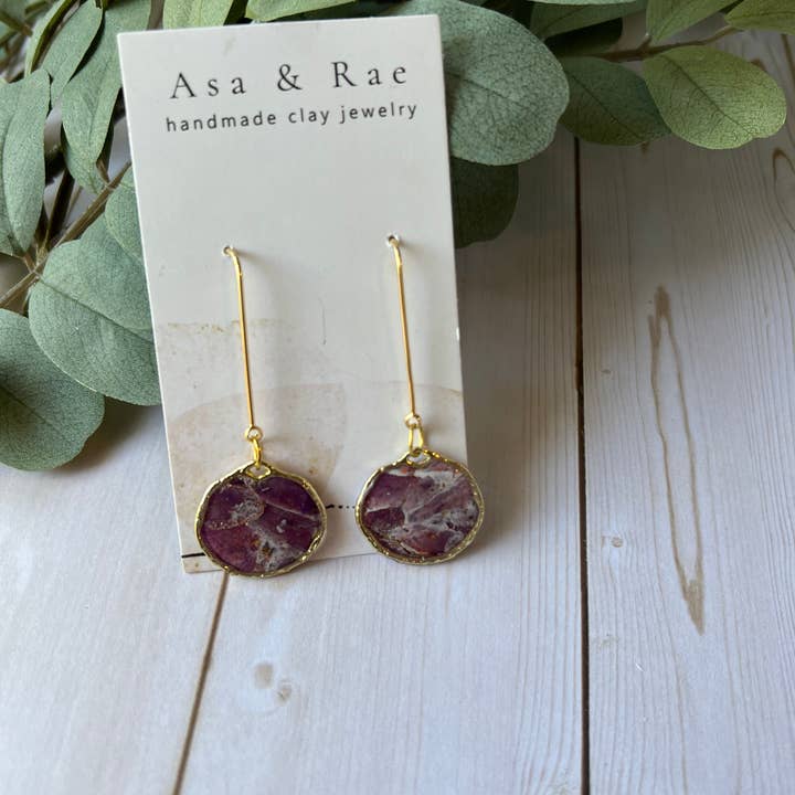 Asa&Rae - Wholesale Dangle Earrings - Abstract, Gold Ring Circle Drop Dangle 2