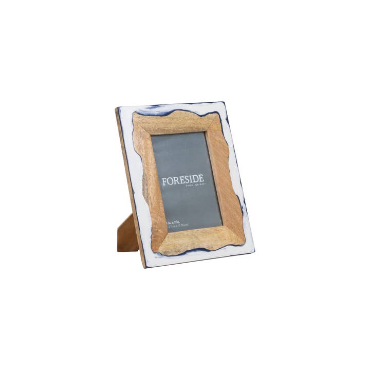Foreside Home & Garden - Wholesale Picture Frame - Varuna 5x7 Photo Wood and Marbled Blue Resin Picture Frame3