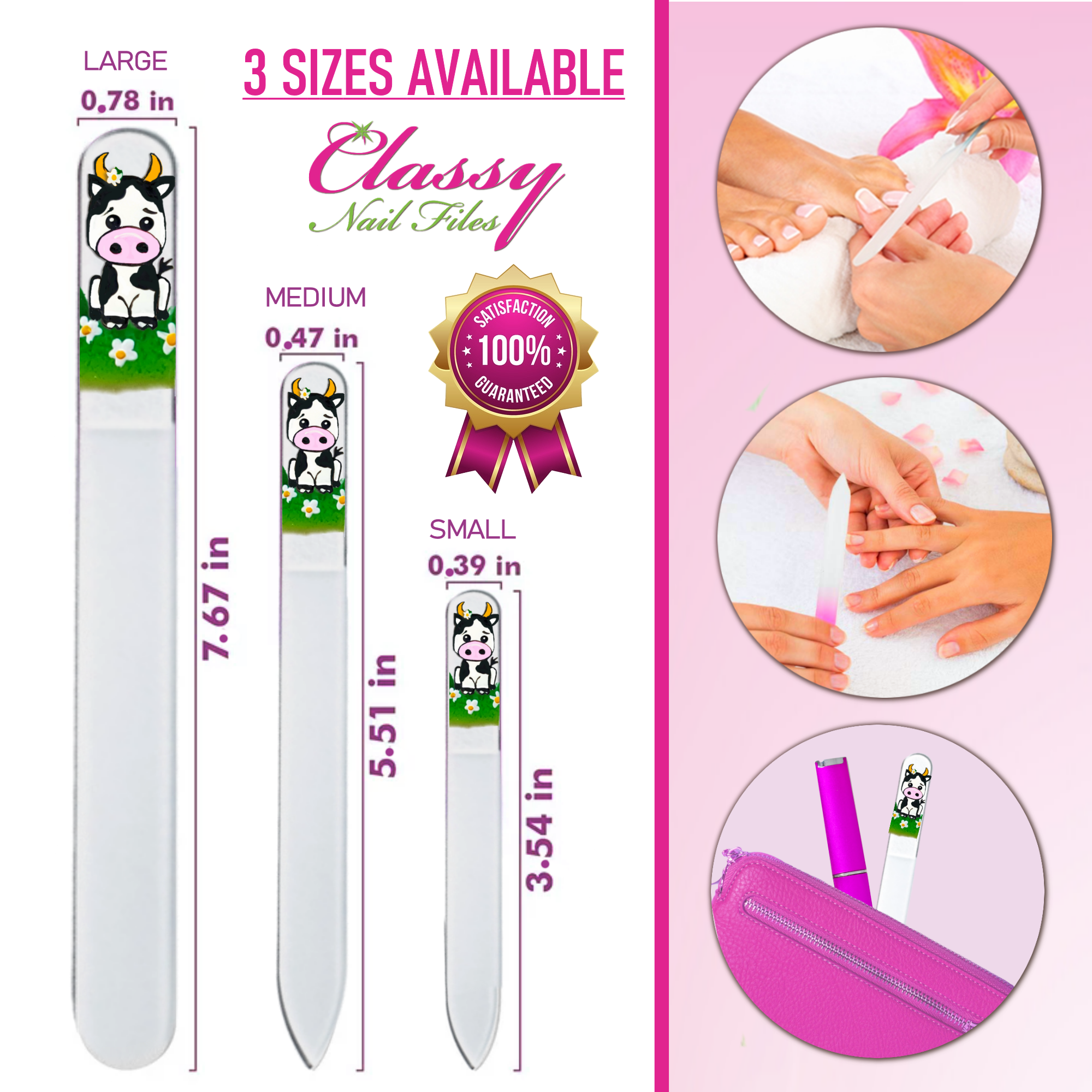 Classy Nail Files - Wholesale Nail File - Moo Cow Holstein Farm Animal Hand Painted Crystal Nail File1