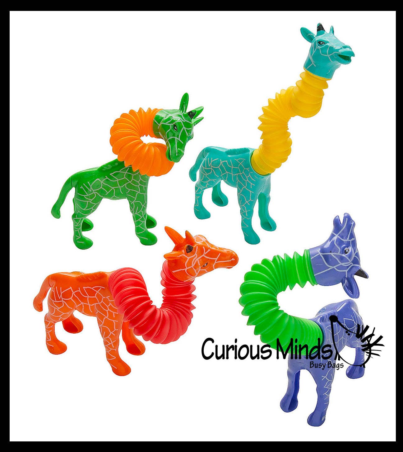 Curious Minds Toys - Wholesale Fidget Toy - Kids - 1 Cute Giraffe Neck Pull and Pop Snap Animal Expanding Flexi10