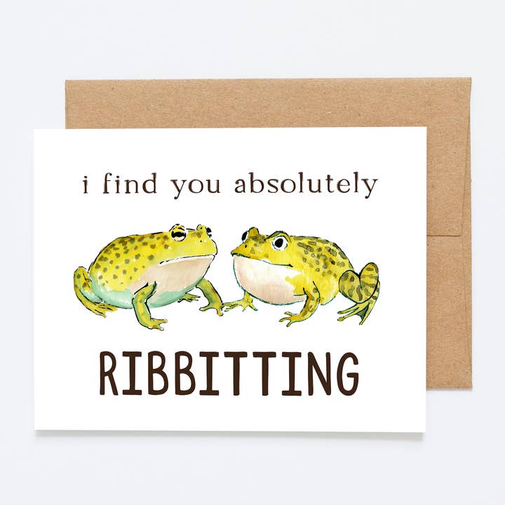"Ribbitting" Greeting Card | Punny Frog Card for wholesale by Silly Goose Greeting Co.