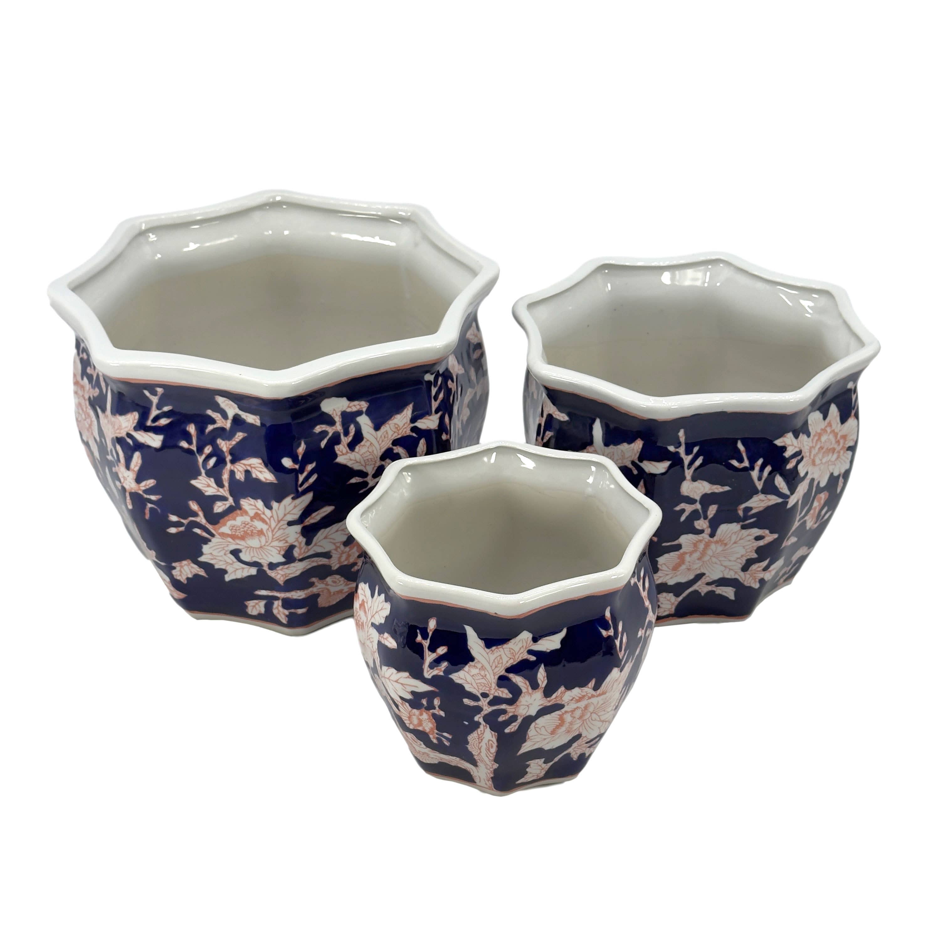 Galt International Company - Vendita all'ingrosso Vasi per piante - Set di 3 vasi per fioriere in ceramica Chinoiserie, 7,5"/10"/13"41