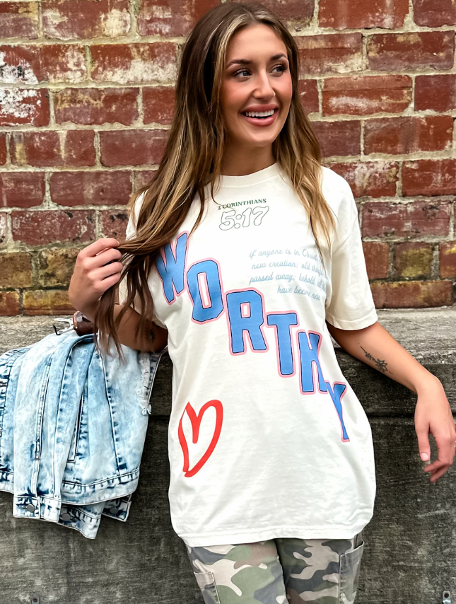 Ivory Worthy 5:17 Tee for wholesale on Faire0