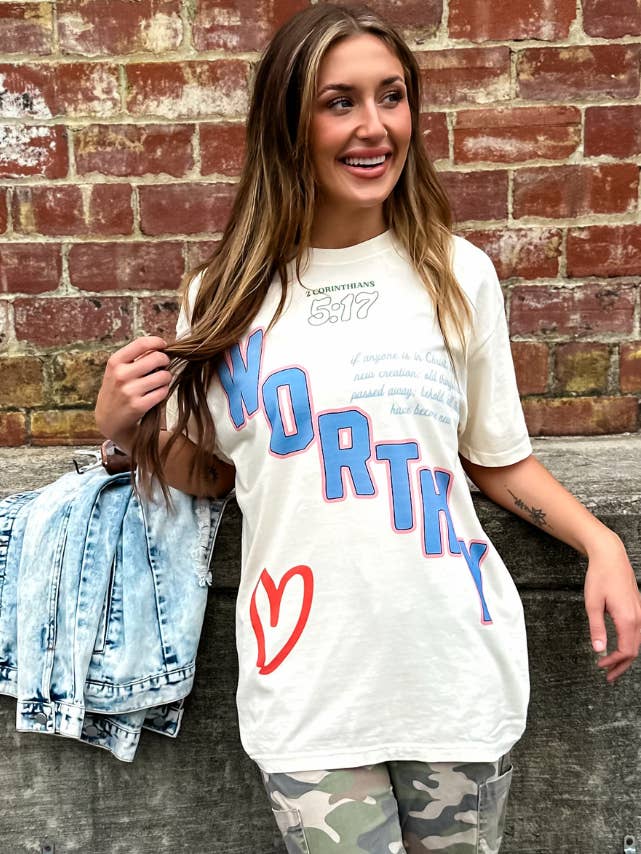 Ivory Worthy 5:17 Tee for wholesale on Faire